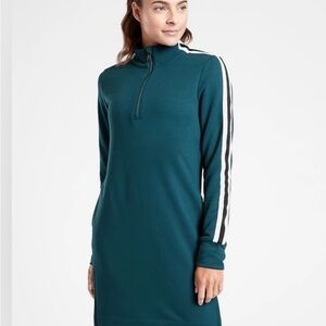 Athleta Crosstown Track Sweatshirt Dress Teal XS